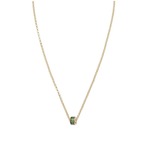foundrae Baguette Tsavorite - Love Heart Beat Fine Belcher Chain Necklace