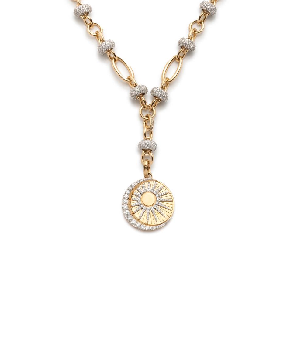 foundrae Balance Orbit Extension Necklace in Yellow Gold with Diamonds
