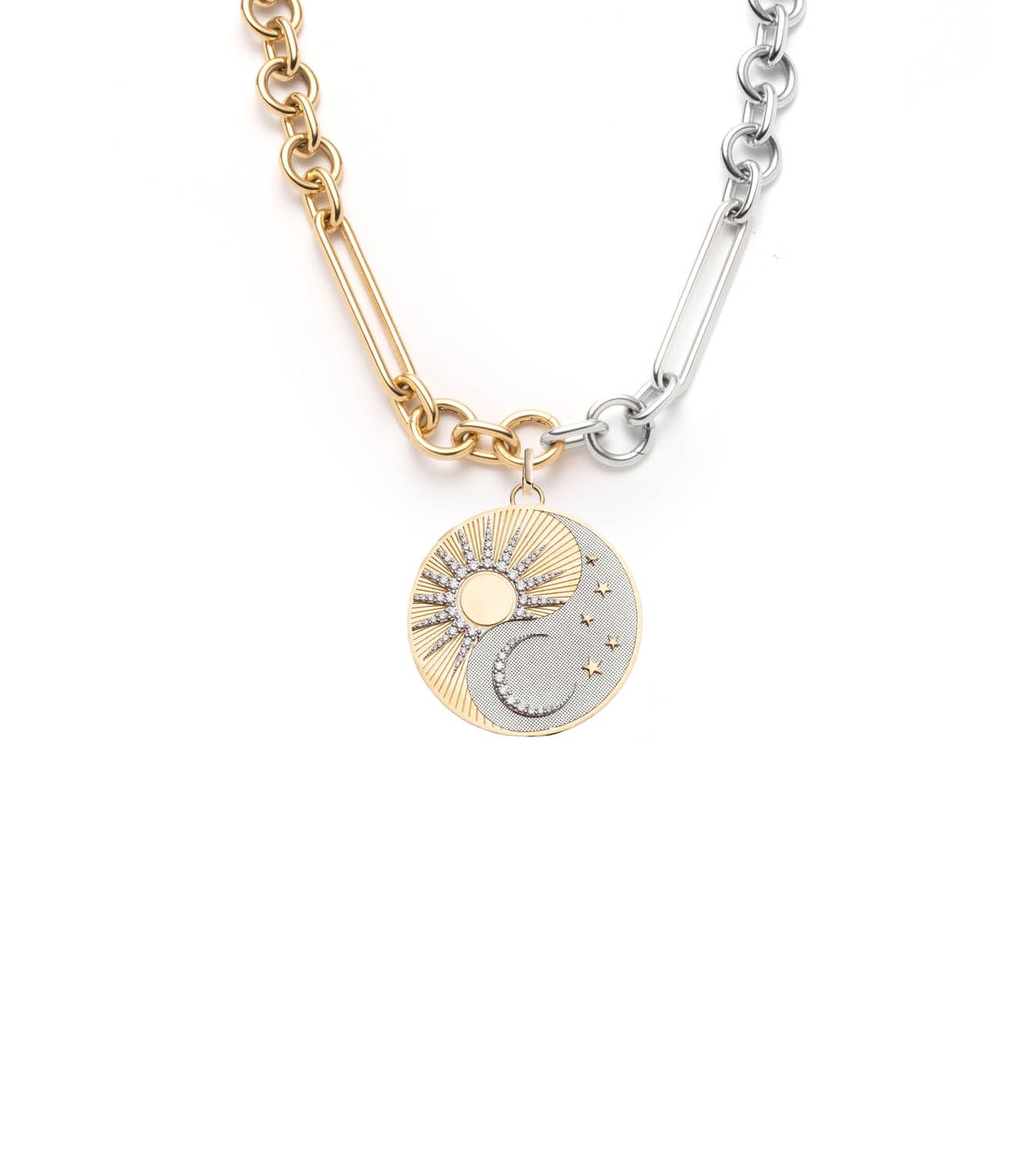 foundrae Balance Oversized Mixed Clip Chain Necklace Mixed Gold