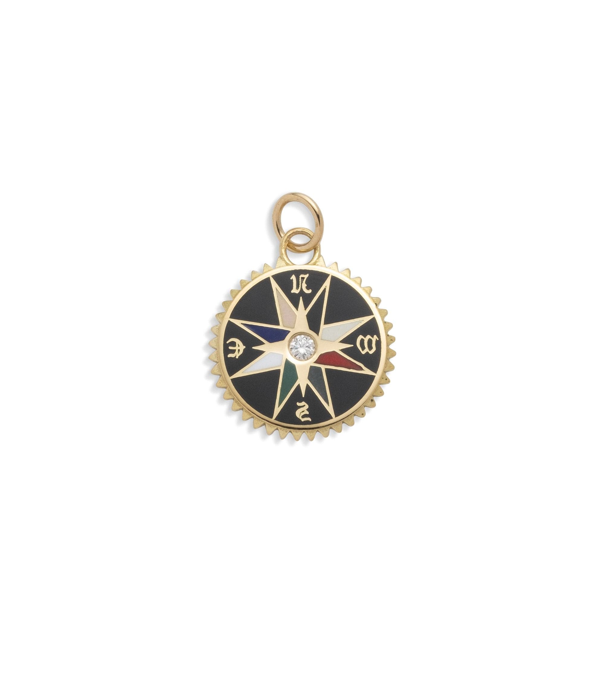 foundrae Black Internal Compass Petite Champleve Medallion