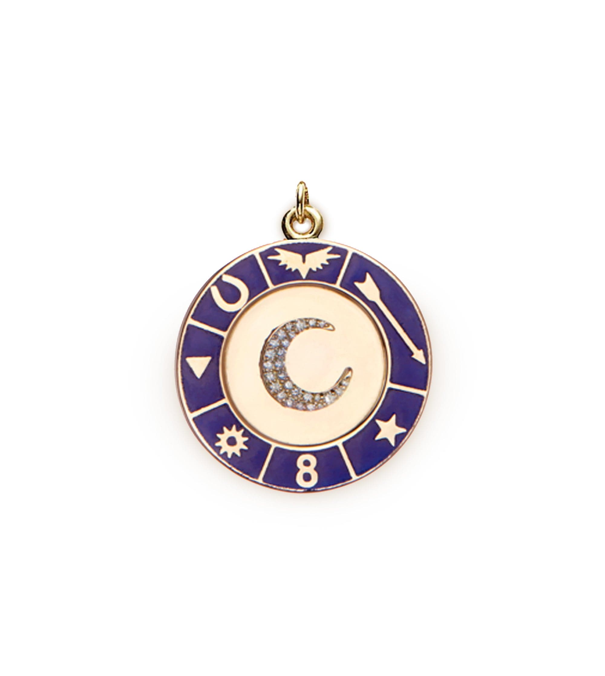 foundrae Blue Crescent Champleve Enamel Wheel Medallion