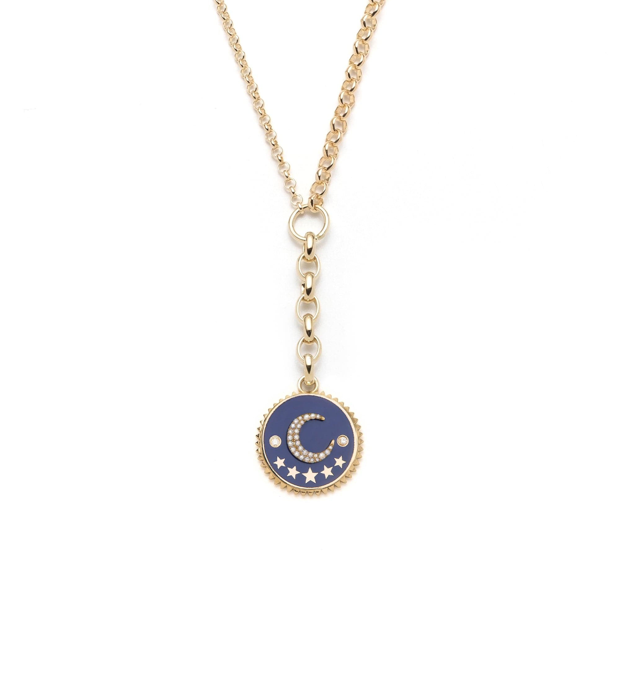 foundrae Blue Crescent Champleve Medium Mixed Belcher Extension Chain Necklace