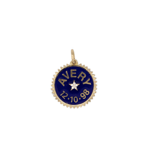 foundrae Blue Personalized Petite Champleve Medallion