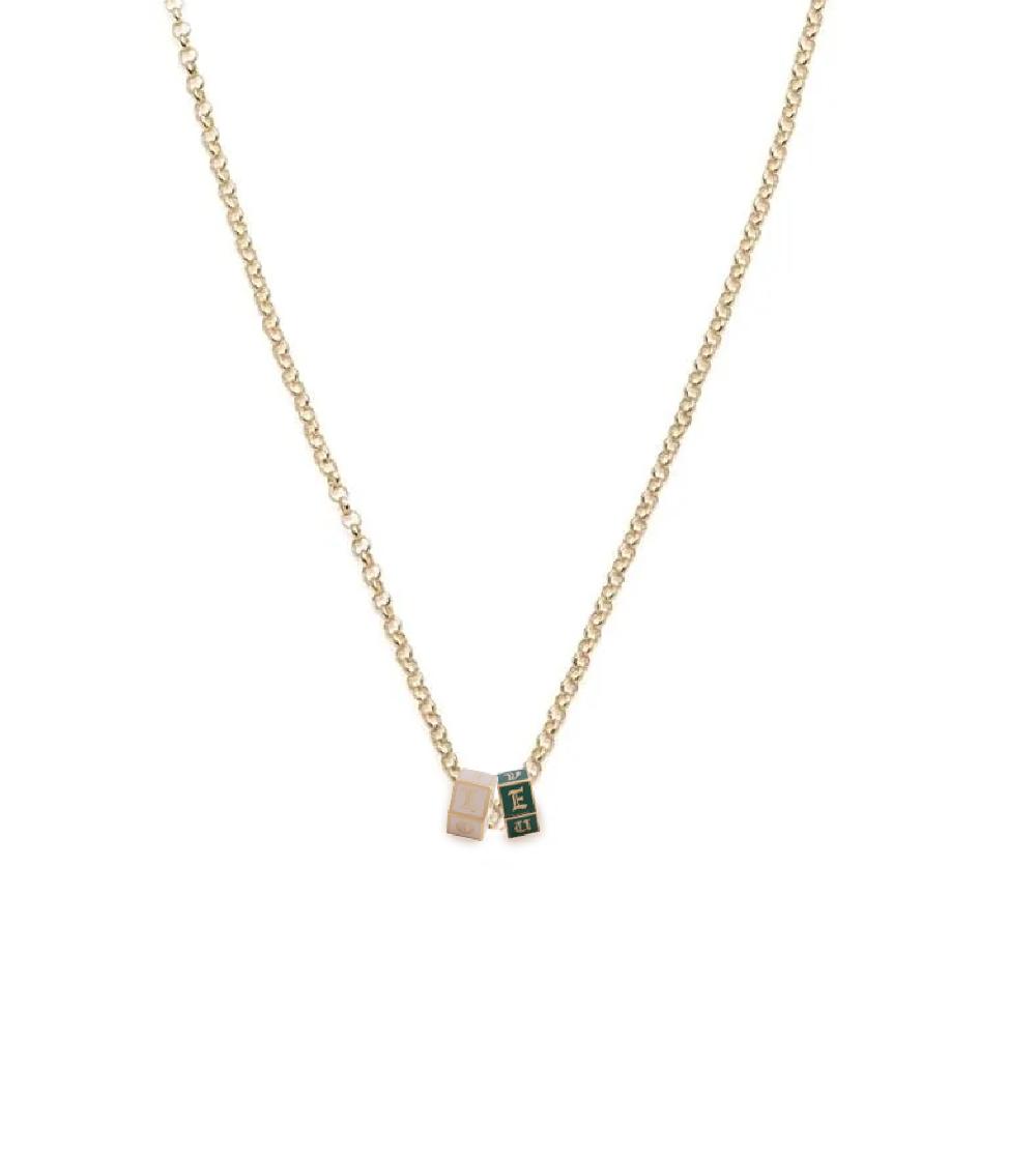 foundrae Blush & Olive I Love U Fine Belcher Necklace
