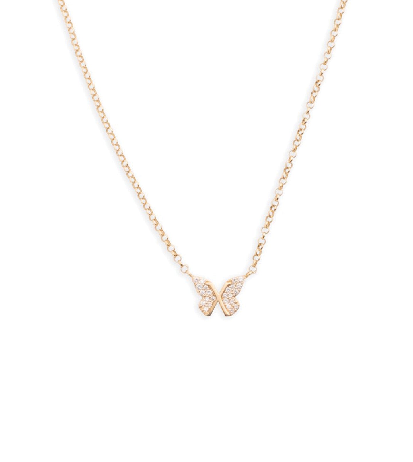 foundrae Butterfly - Reverie Small Pave Diamond Stationary Necklace