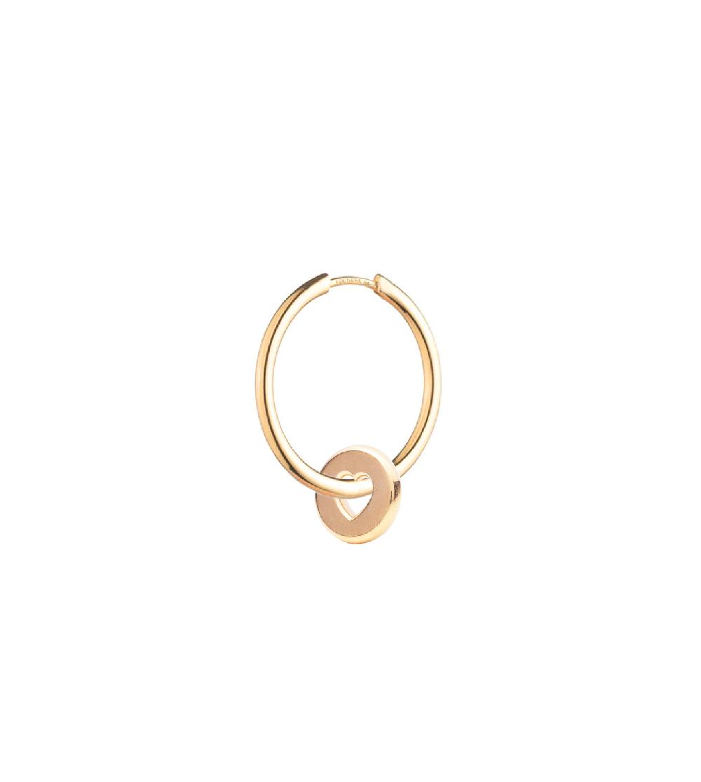foundrae Chubby Heart Beat on Ear Hoop in Yellow Gold