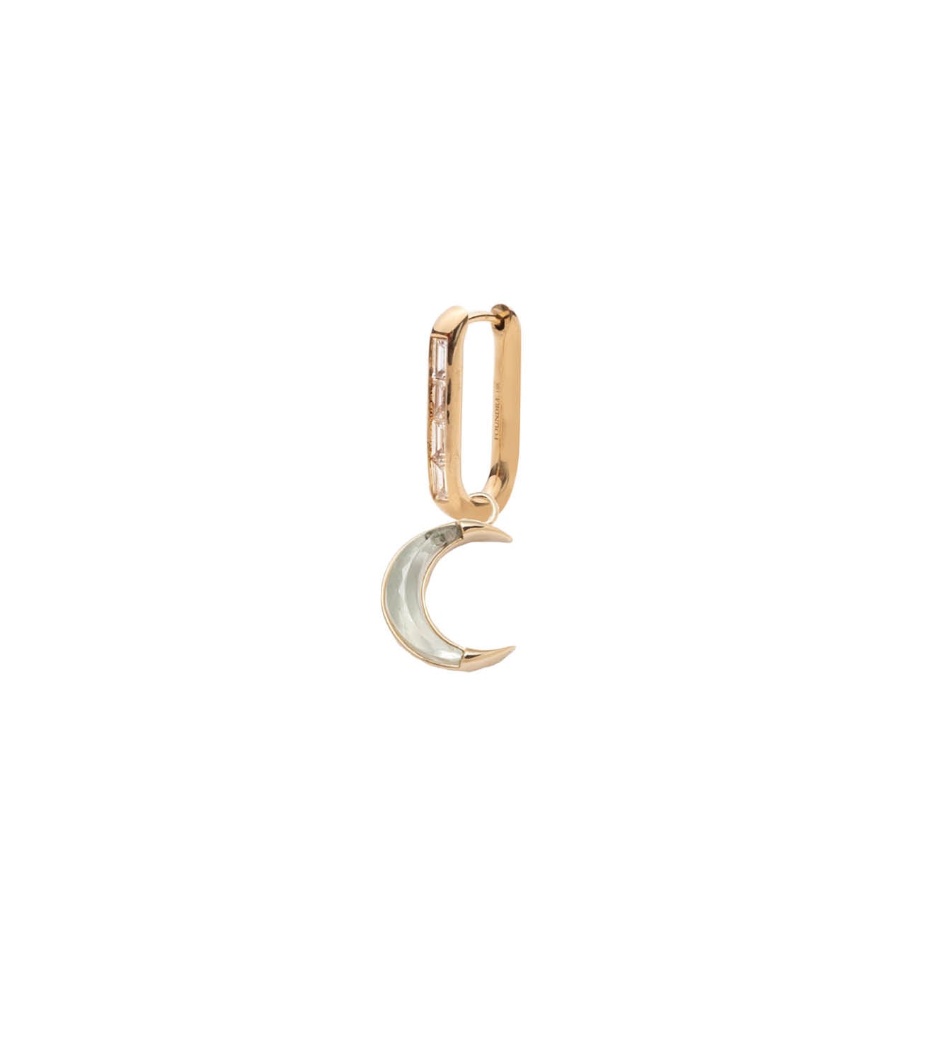 foundrae Crescent - Karma Baguette Diamond Fob Earring