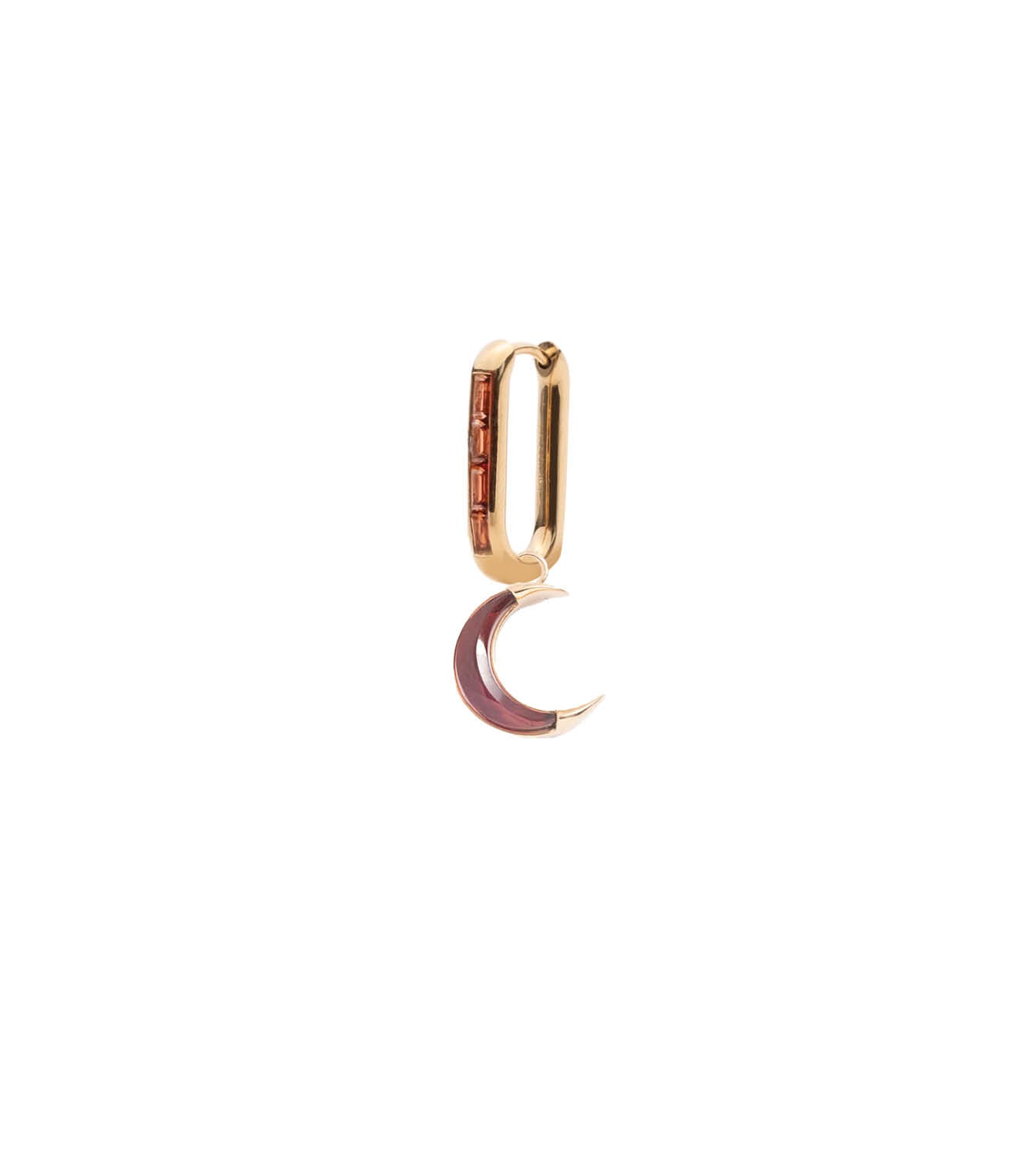 foundrae Crescent - Karma Baguette Garnet Fob Earring