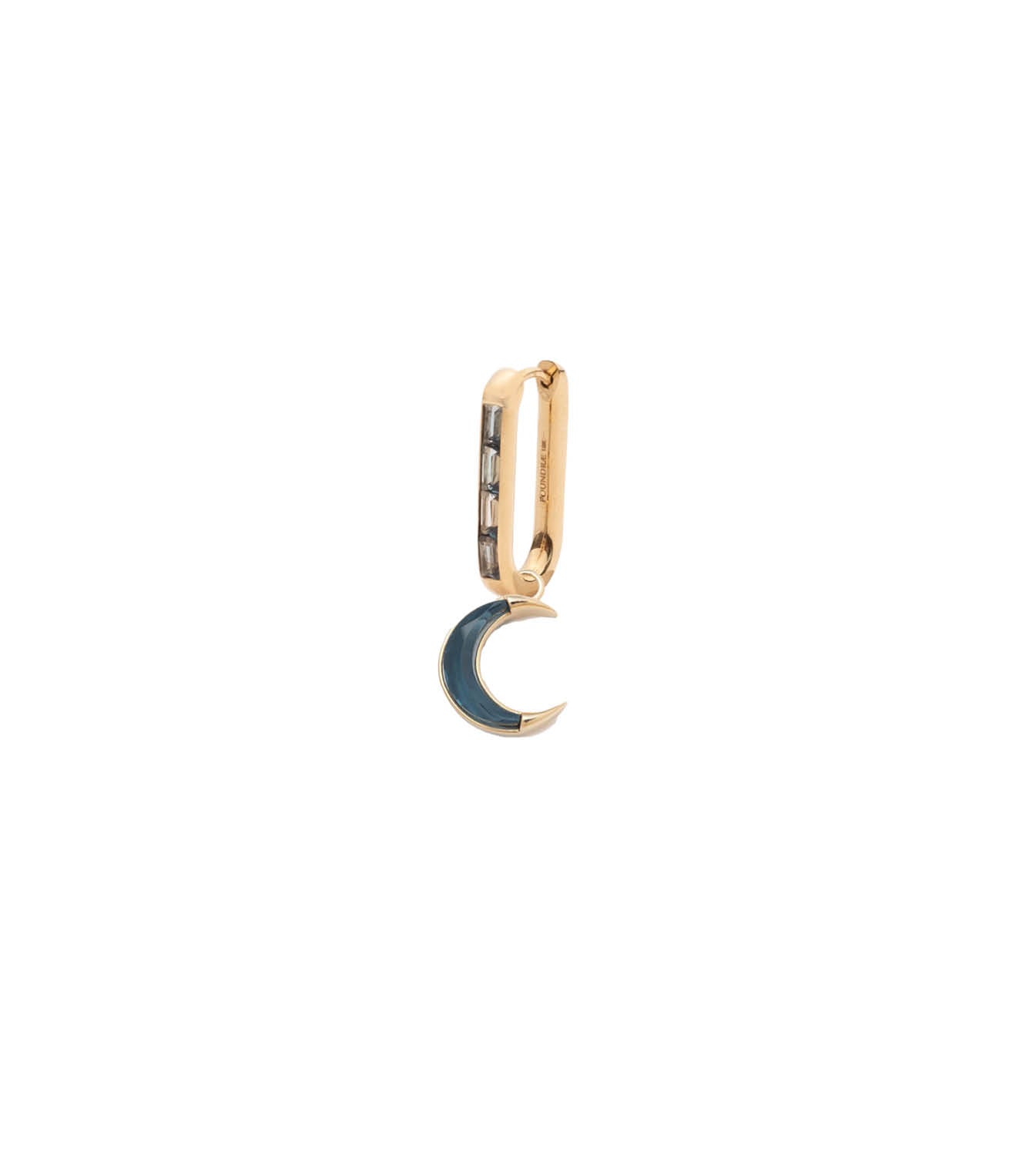 foundrae Crescent - Karma Baguette London Blue Topaz Fob Earring
