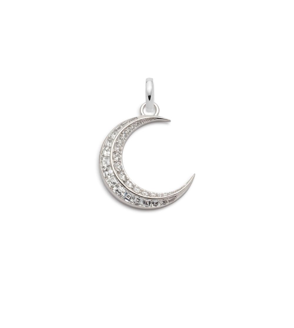 foundrae Crescent - Karma Diamond Gemstone Medallion with Annex Link