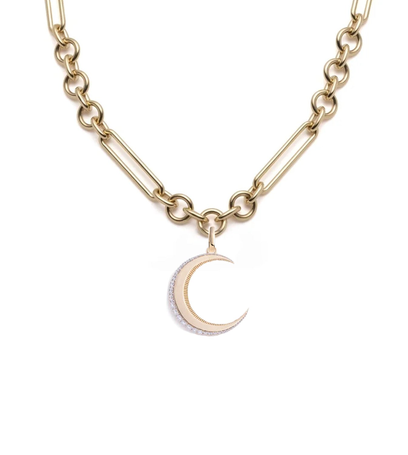 foundrae Crescent - Karma Midsized Mixed Link Necklace