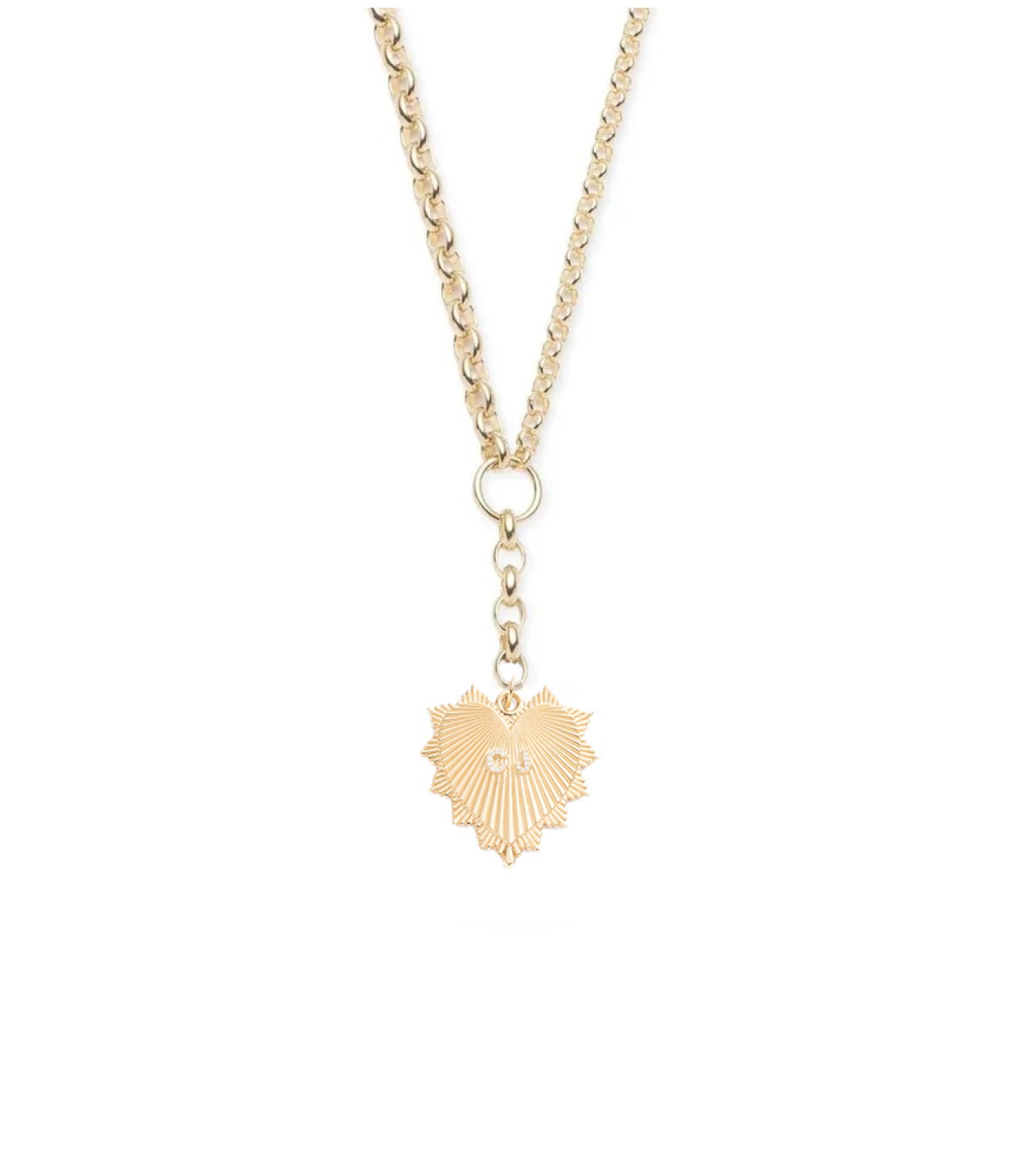 foundrae Custom Centered Radiating Heart Heavy Mixed Belcher Extension Chain Necklace