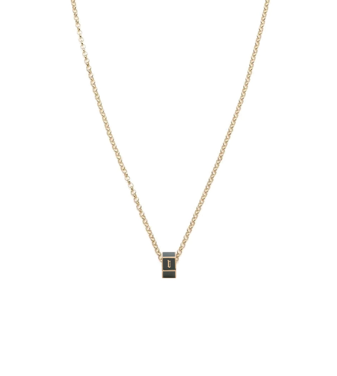 foundrae Custom Faceted Heart Beat Super Fine Clip Necklace Olive