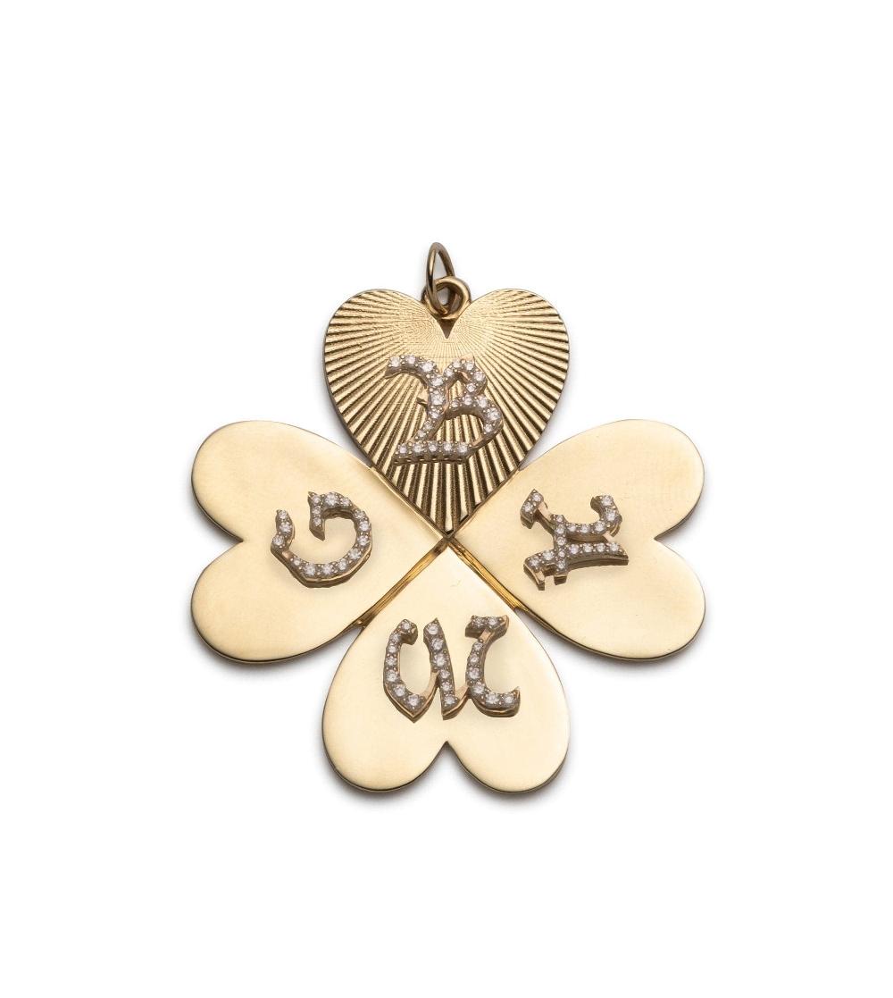 foundrae Custom Four Heart Clover Oversized Medallion