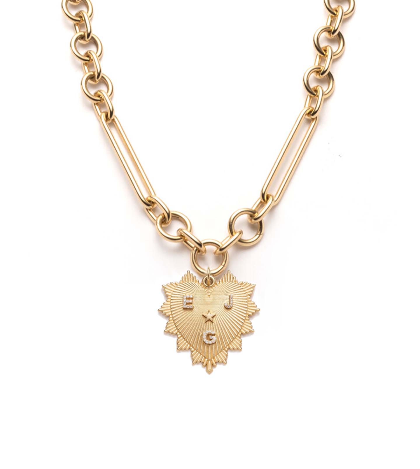 foundrae Custom Heart Love Token Oversized Mixed Clip Chain