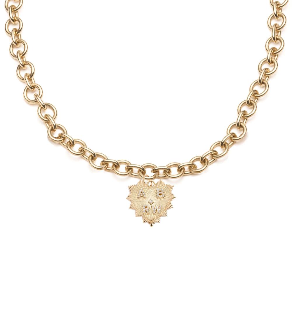 Foundrae Custom Radiating Heart Midsized Mixed Link Chain Necklace