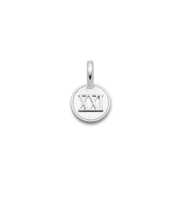 foundrae Custom Roman Numeral Miniature Coin with Annex Link White Gold