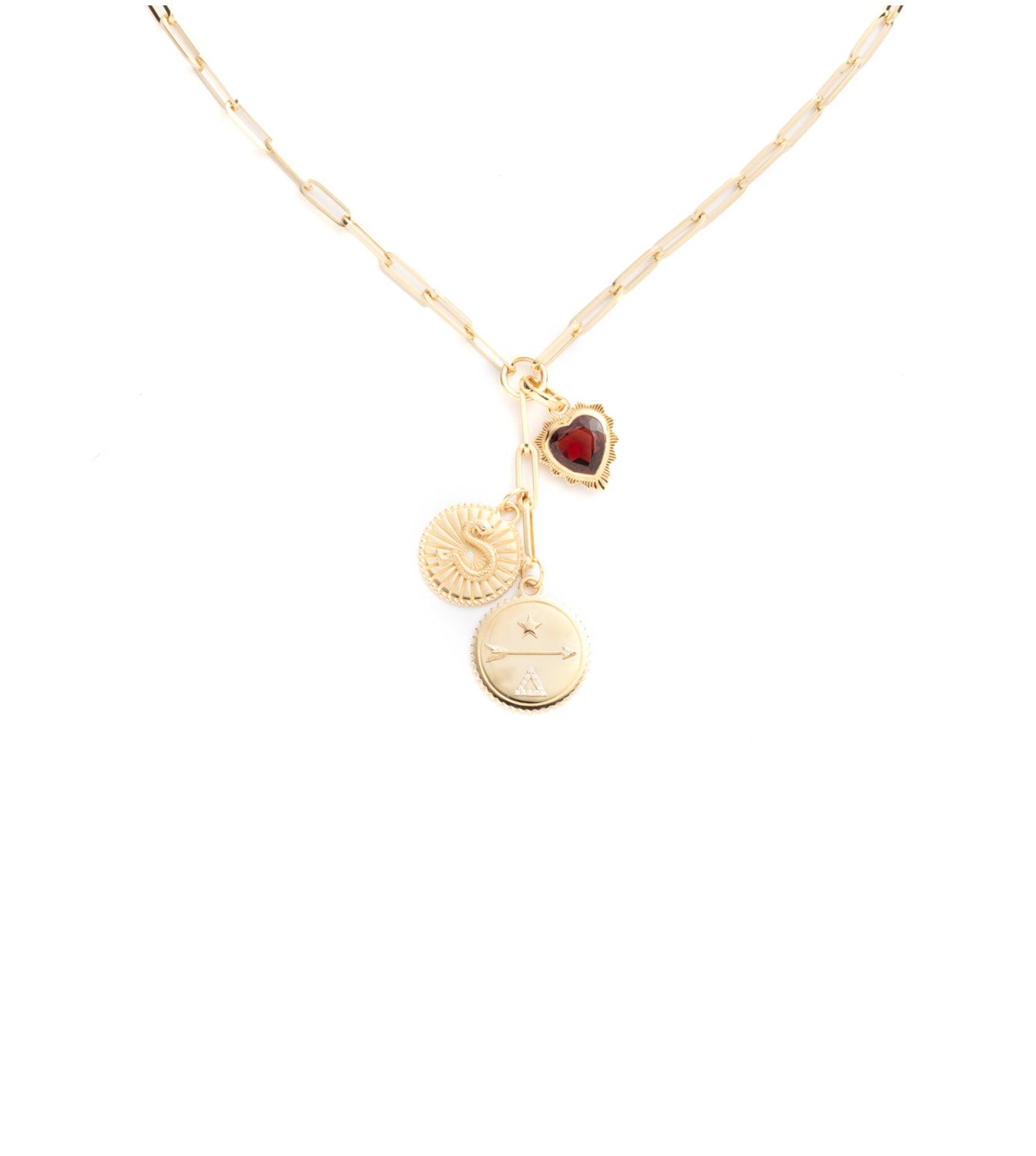 foundrae Dream Karma & Gemstone Heart Classic Fob Extension Necklace