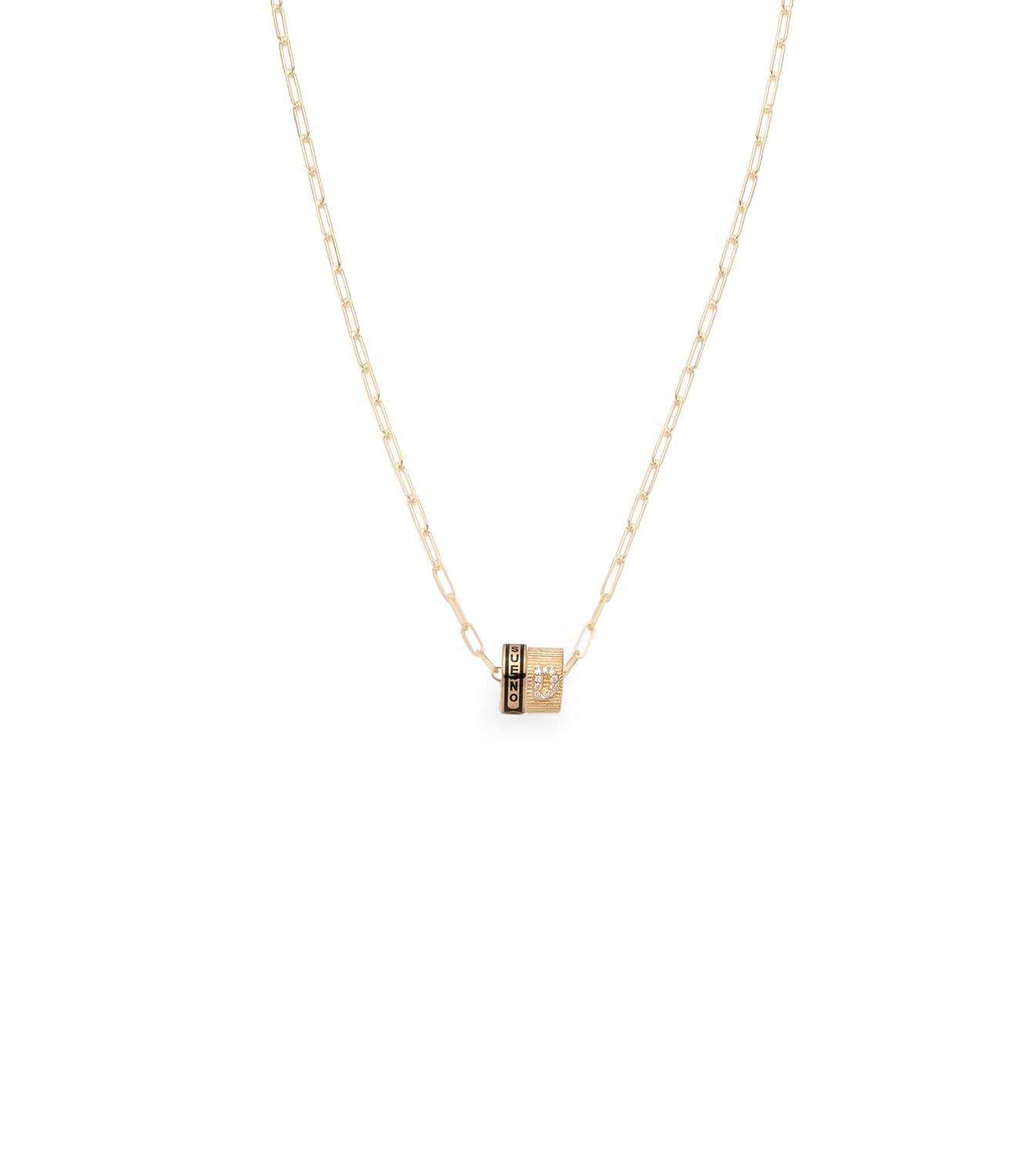 foundrae Dream & Pave Diamond Initial Heart Beat Super Fine Clip Chain Necklace