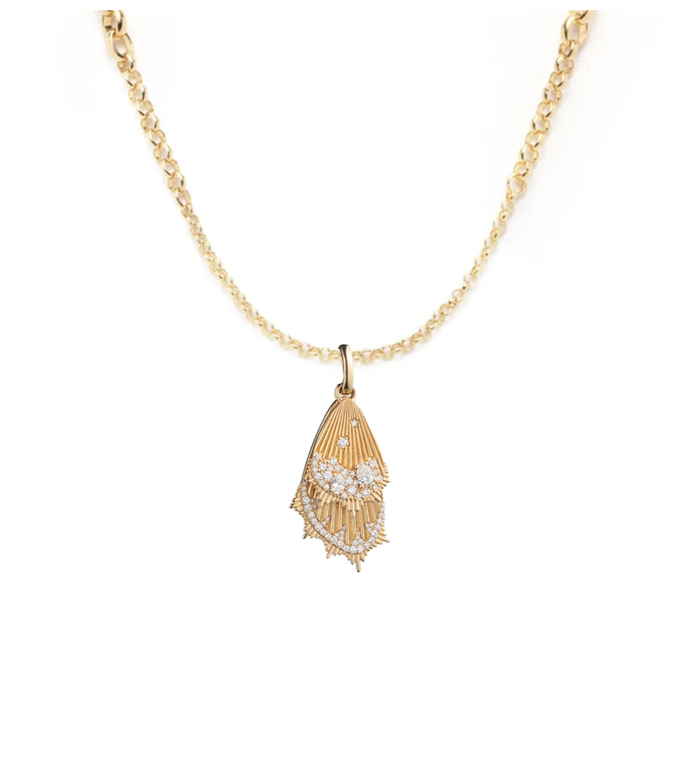 foundrae Encrusted Butterfly Wings Graduated Belcher Necklace