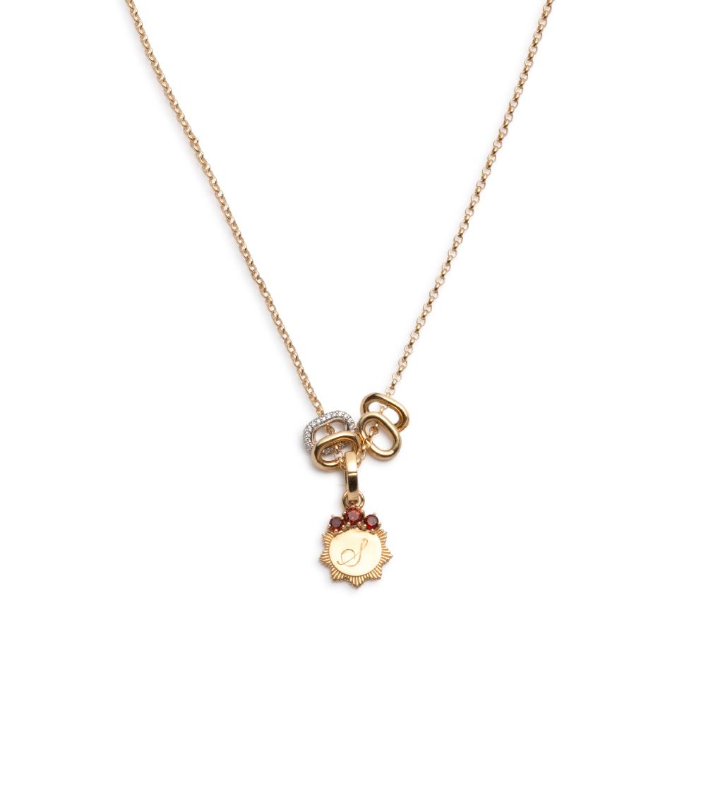 foundrae Engravable Birthstone Pendant Fine Belcher Necklace