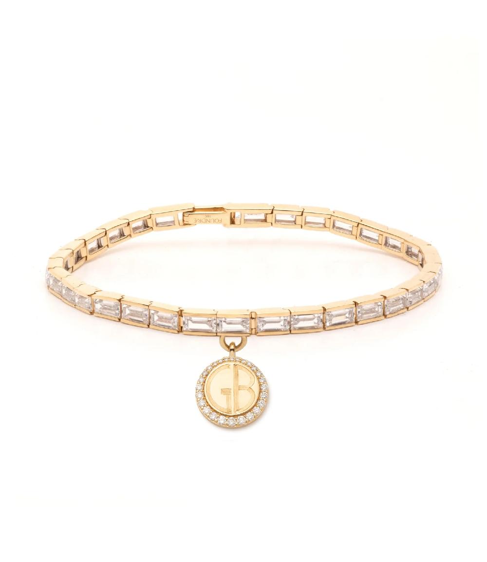 foundrae Engravable Bracelet in Yellow Gold with Baguette Diamonds