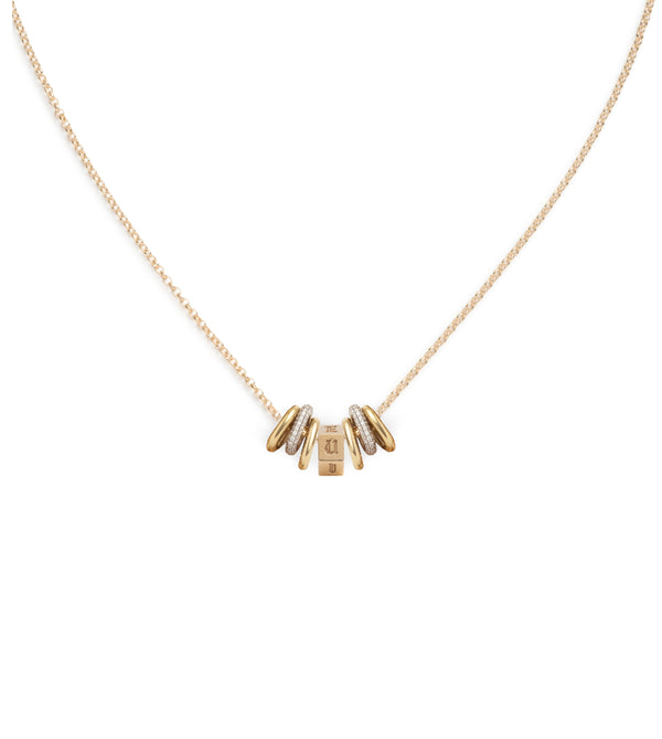 foundrae Engravable Faceted Heart Beat Fine Belcher Abacus Necklace