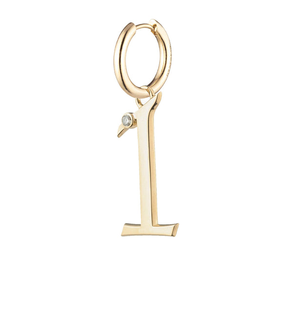 foundrae Engravable Number 1 Oversized Small Chubby Ear Hoop