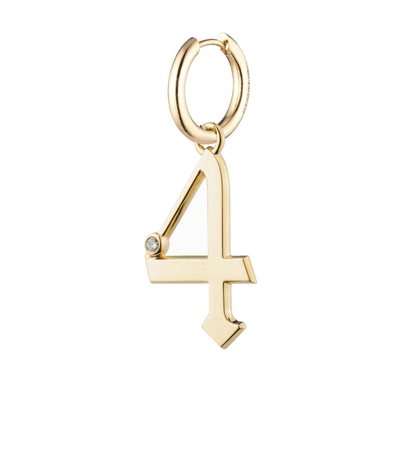 foundrae Engravable Number 4 Oversized Small Chubby Ear Hoop