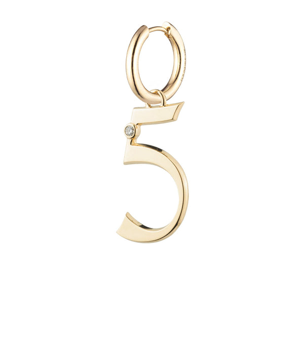 foundrae Engravable Number 5 Oversized Small Chubby Ear Hoop