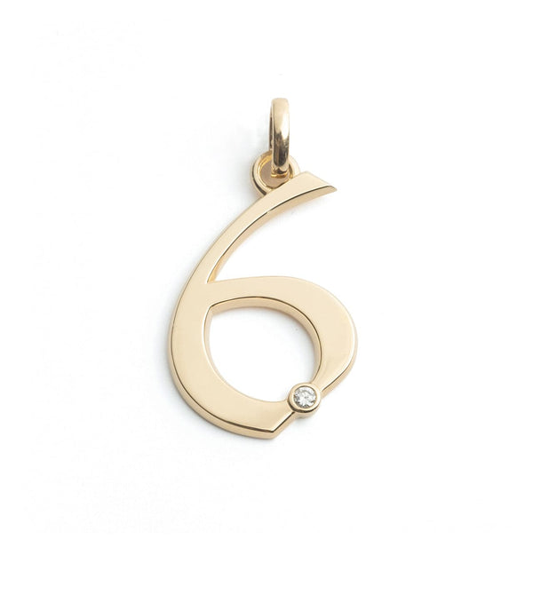 foundrae Engravable Number 6 Oversized Medallion with Annex Link