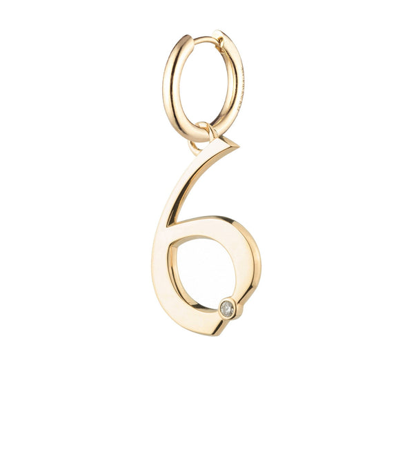 foundrae Engravable Number 6 Oversized Small Chubby Ear Hoop