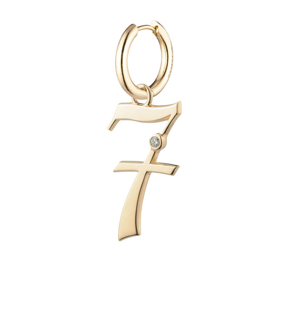 foundrae Engravable Number 7 Oversized Small Chubby Ear Hoop