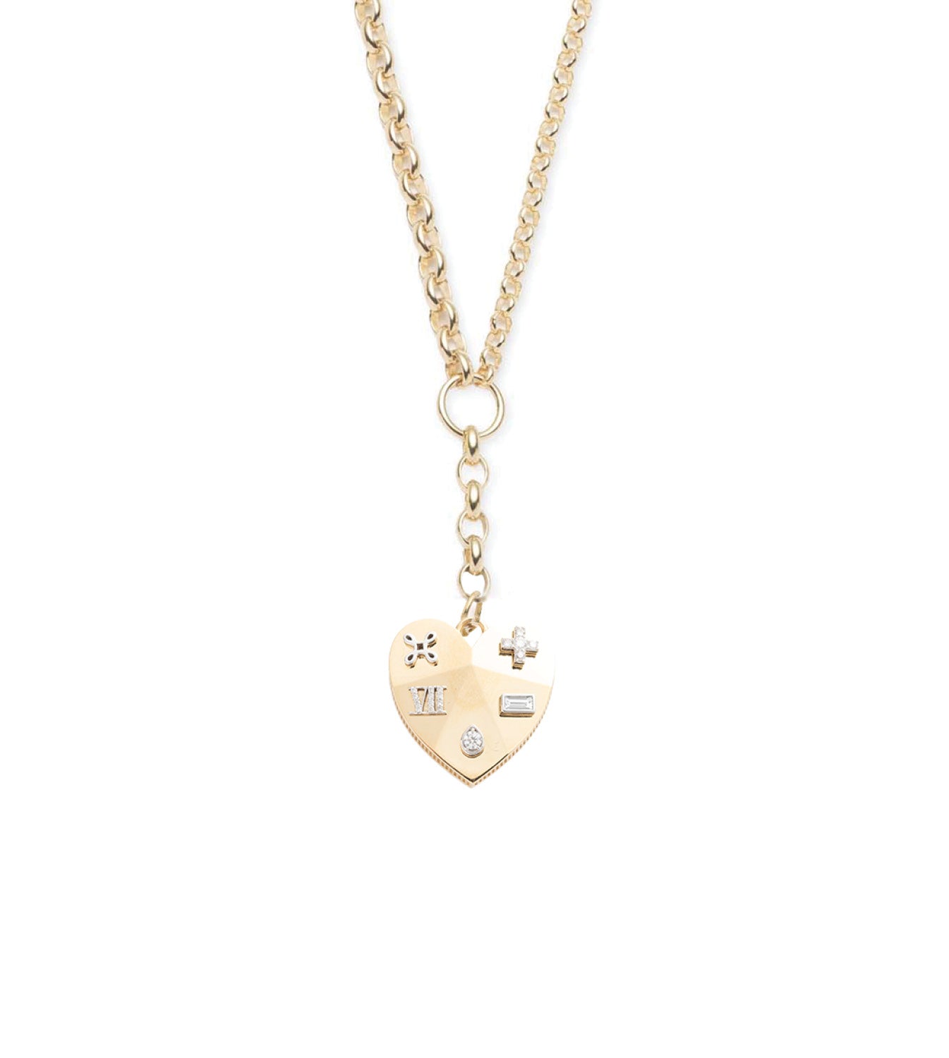 foundrae Ever Growing Love - Vivacity Faceted Heart Heavy Mixed Belcher Chain Necklace