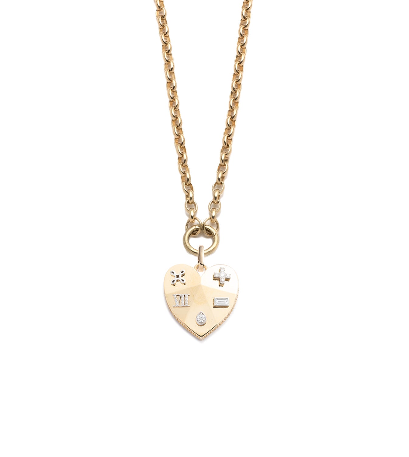 foundrae Ever Growing Love - Vivacity Faceted Heart Heavy Open Belcher Chain Necklace