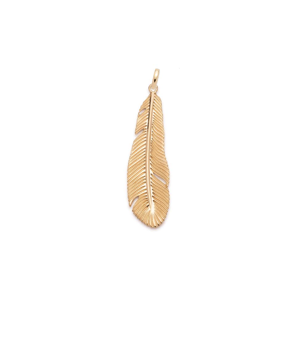 foundrae Feather Large Pendant in Yellow Gold with an Annex Link