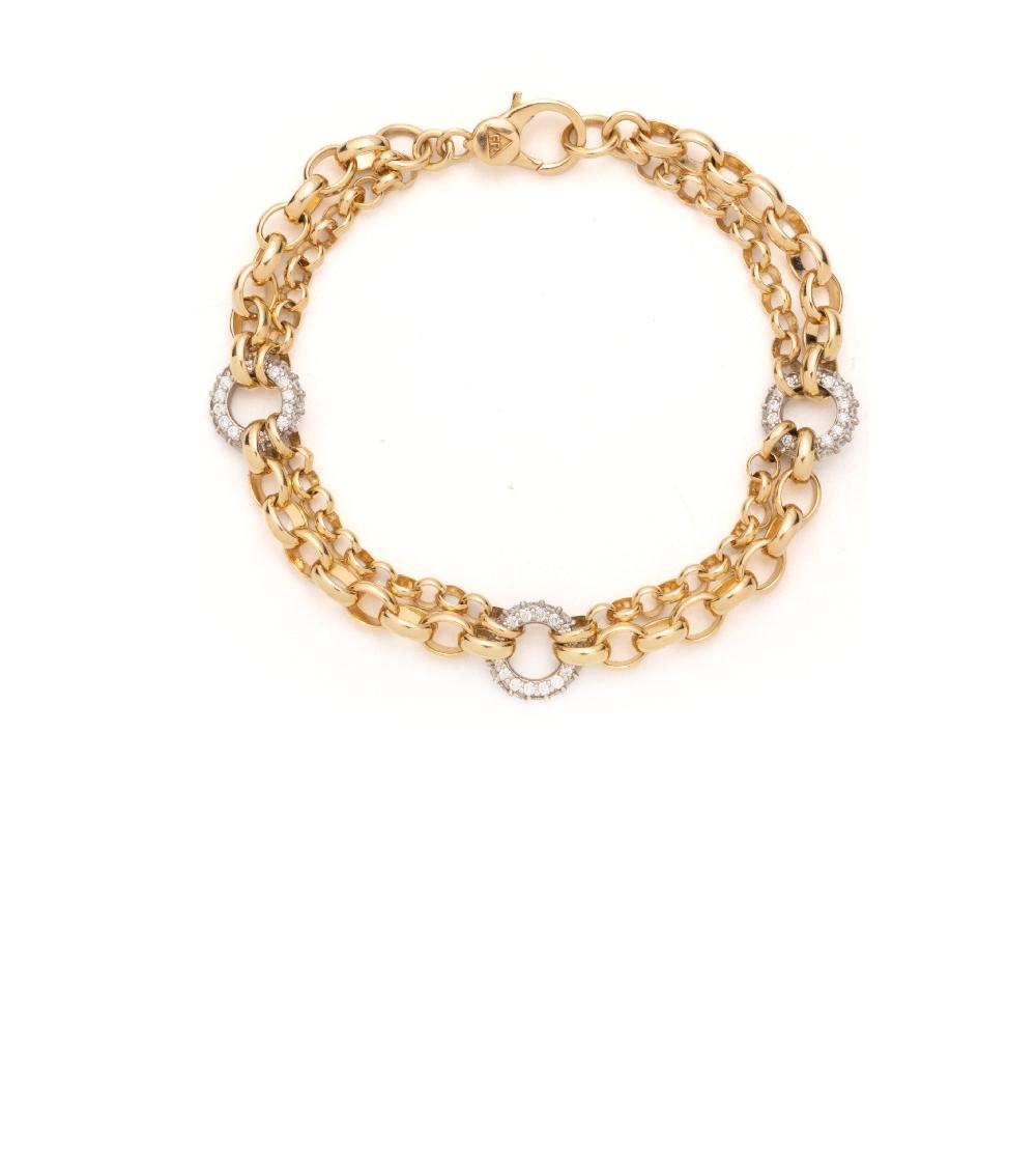 foundrae Festoon Chain Bracelet in Yellow Gold with Pave Diamond Links