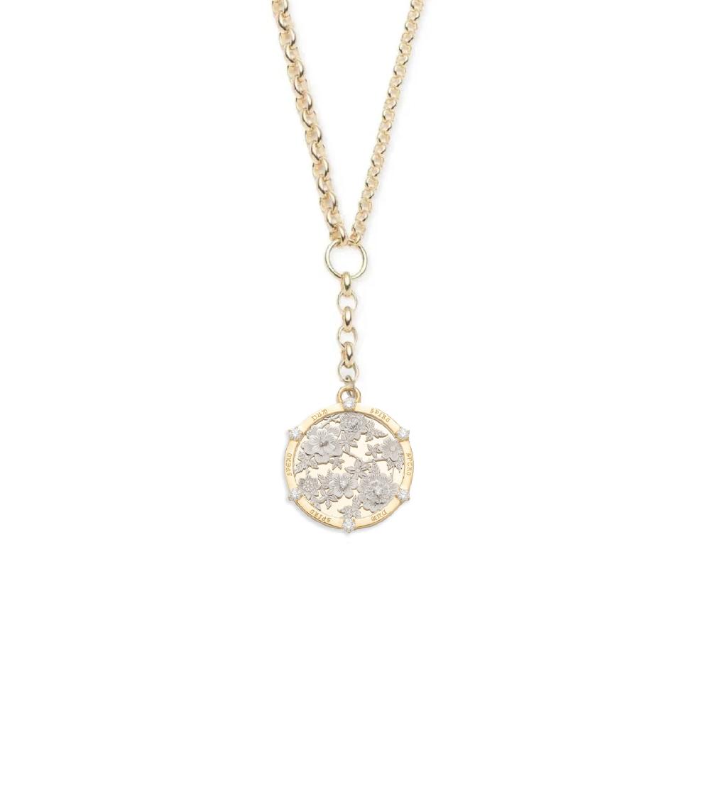 foundrae Floral Screen Resilience Heavy Mixed Belcher Necklace in Yellow Gold