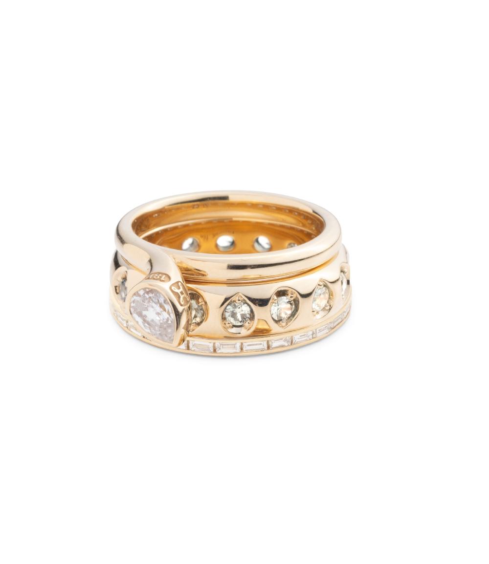 foundrae Forever & Always a Pair and Eternity Ring Stack in Yellow Gold with Diamonds