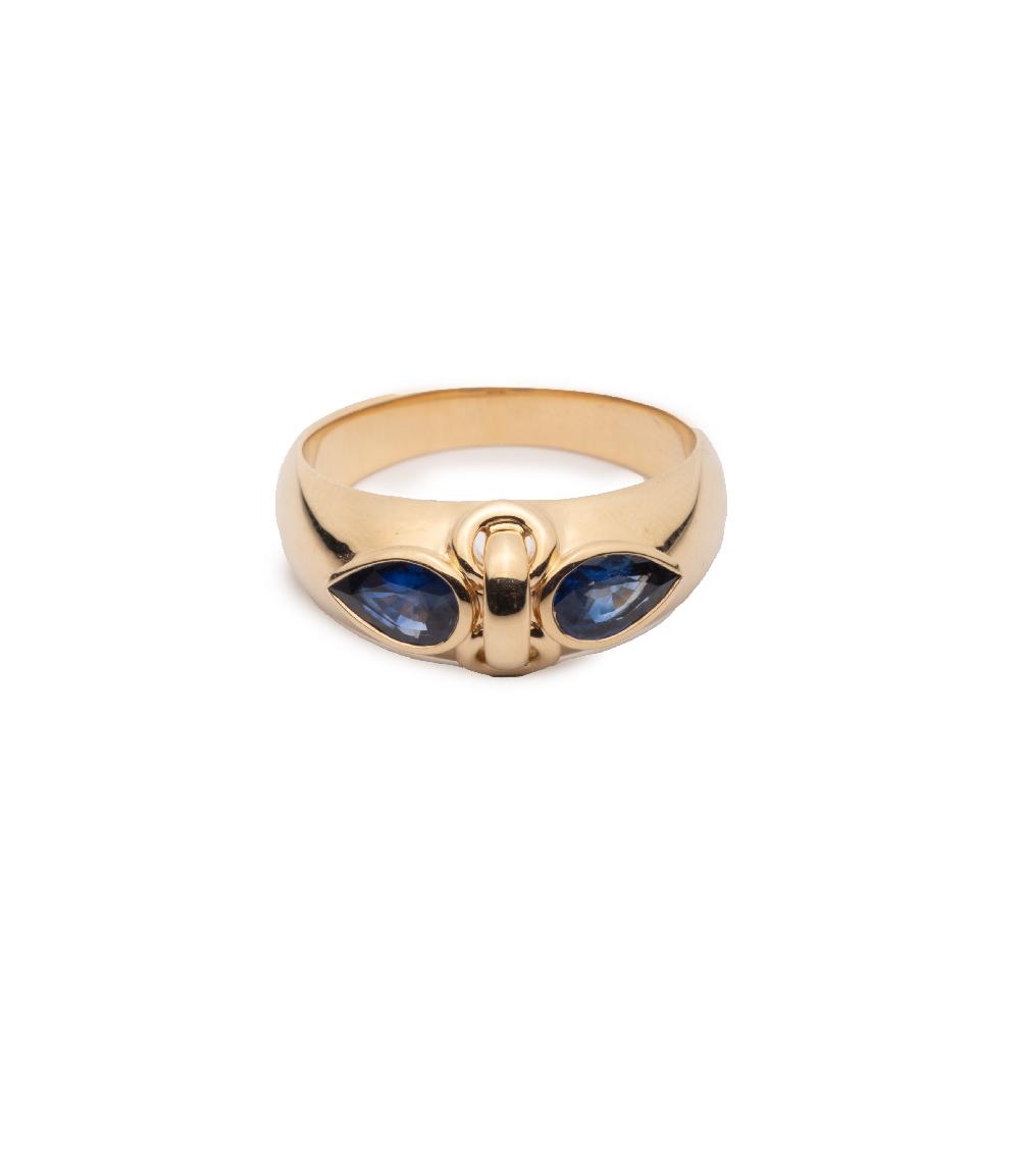 foundrae Forever & Always a Pair Blue Sapphire Ring in Yellow Gold