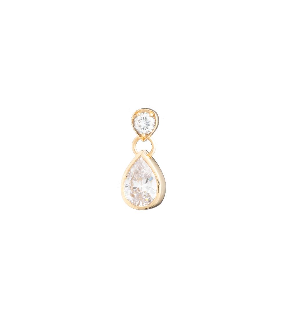 foundrae Forever & Always a Pair Double Drop Earring in Yellow Gold with Pear Diamonds