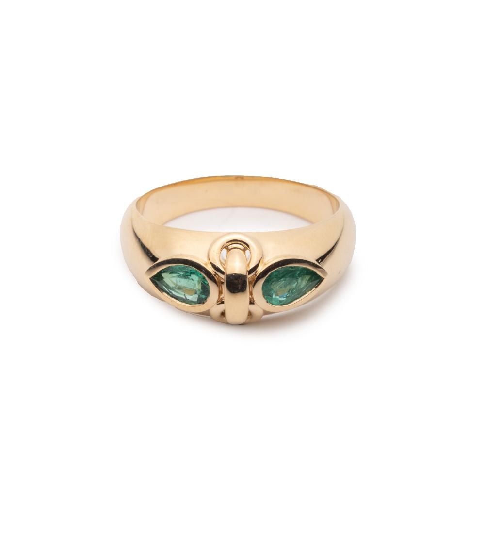 foundrae Forever & Always a Pair Emerald Ring in Yellow Gold