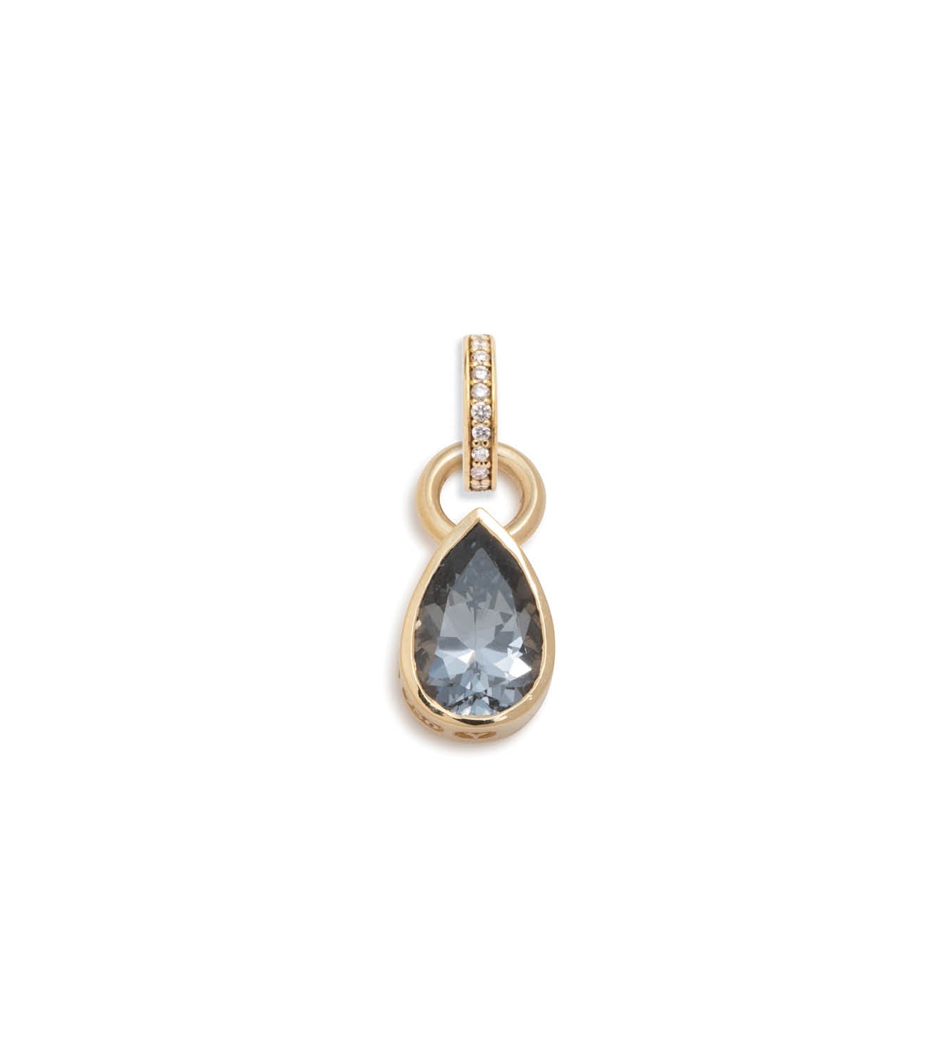 foundrae Forever & Always a Pair Grey Spinel Pear Pendant in Yellow Gold with an Annex Link