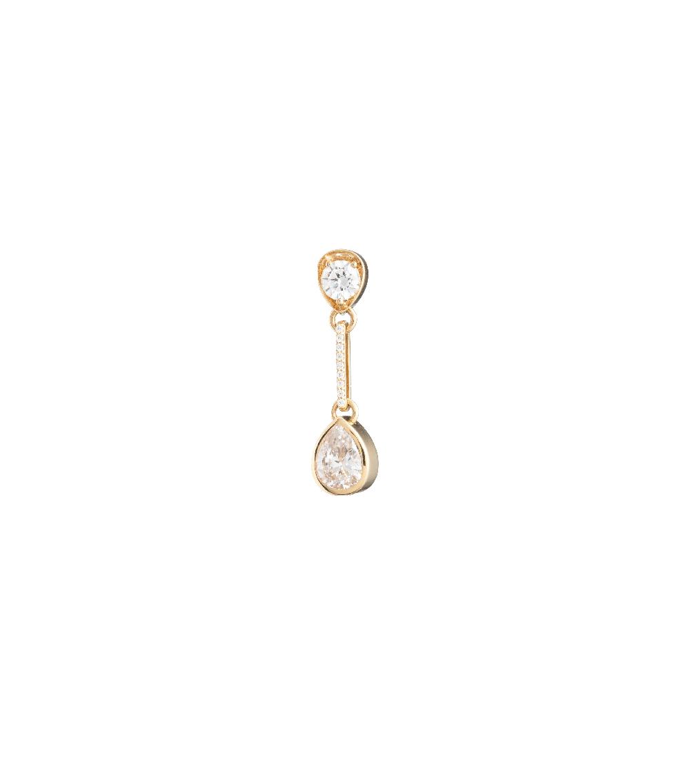 foundrae Forever & Always a Pair Linear Drop Earring in Yellow Gold with Pear Diamonds