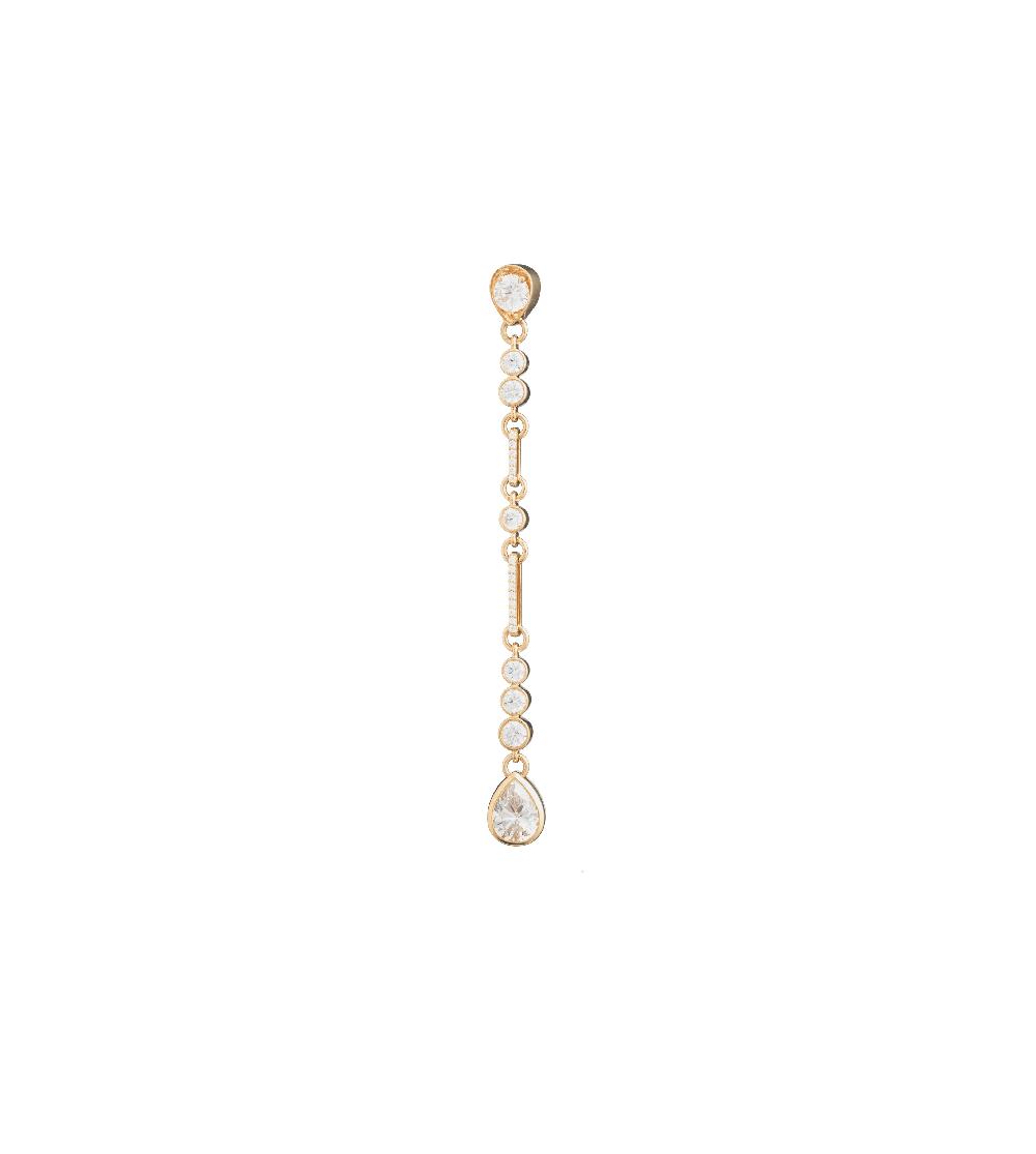 foundrae Forever & Always a Pair Linear Duster Earring in Yellow Gold with Pear and Round Diamonds