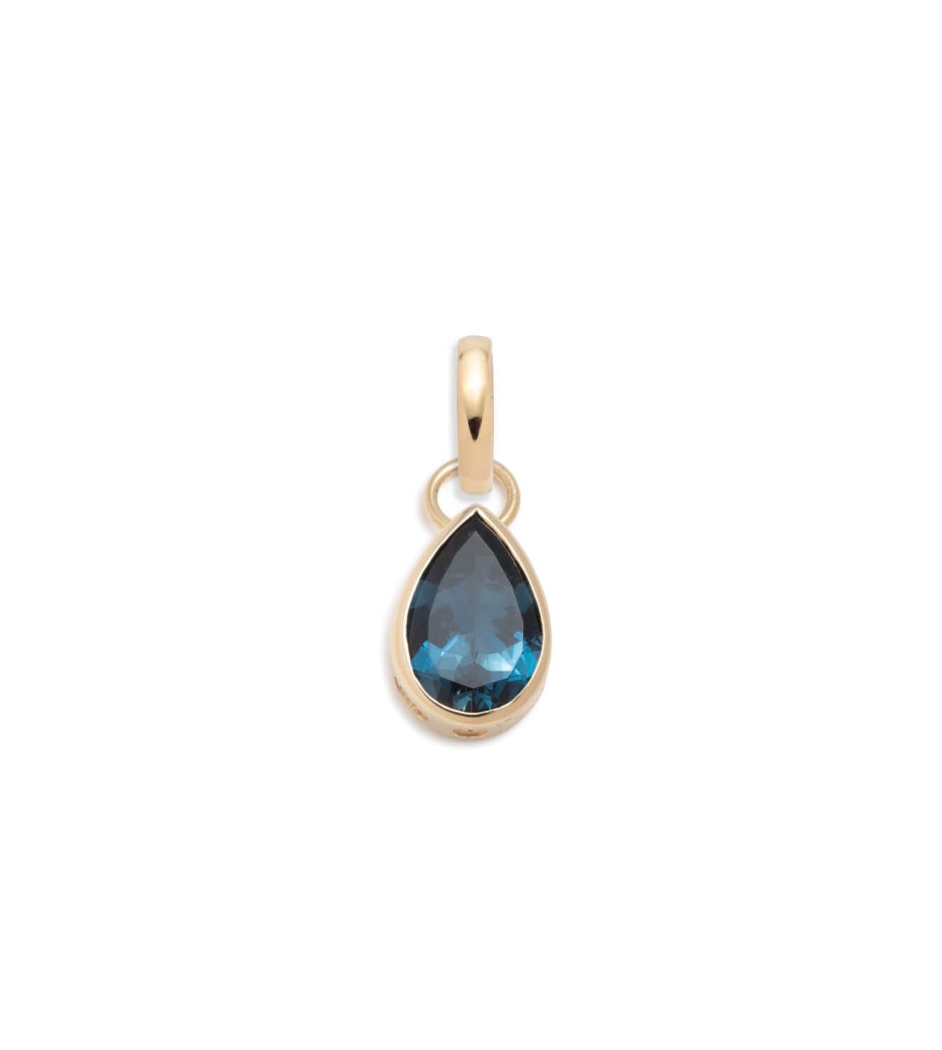 foundrae Forever & Always a Pair London Blue Topaz Pear Pendant in Yellow Gold with an Annex Link
