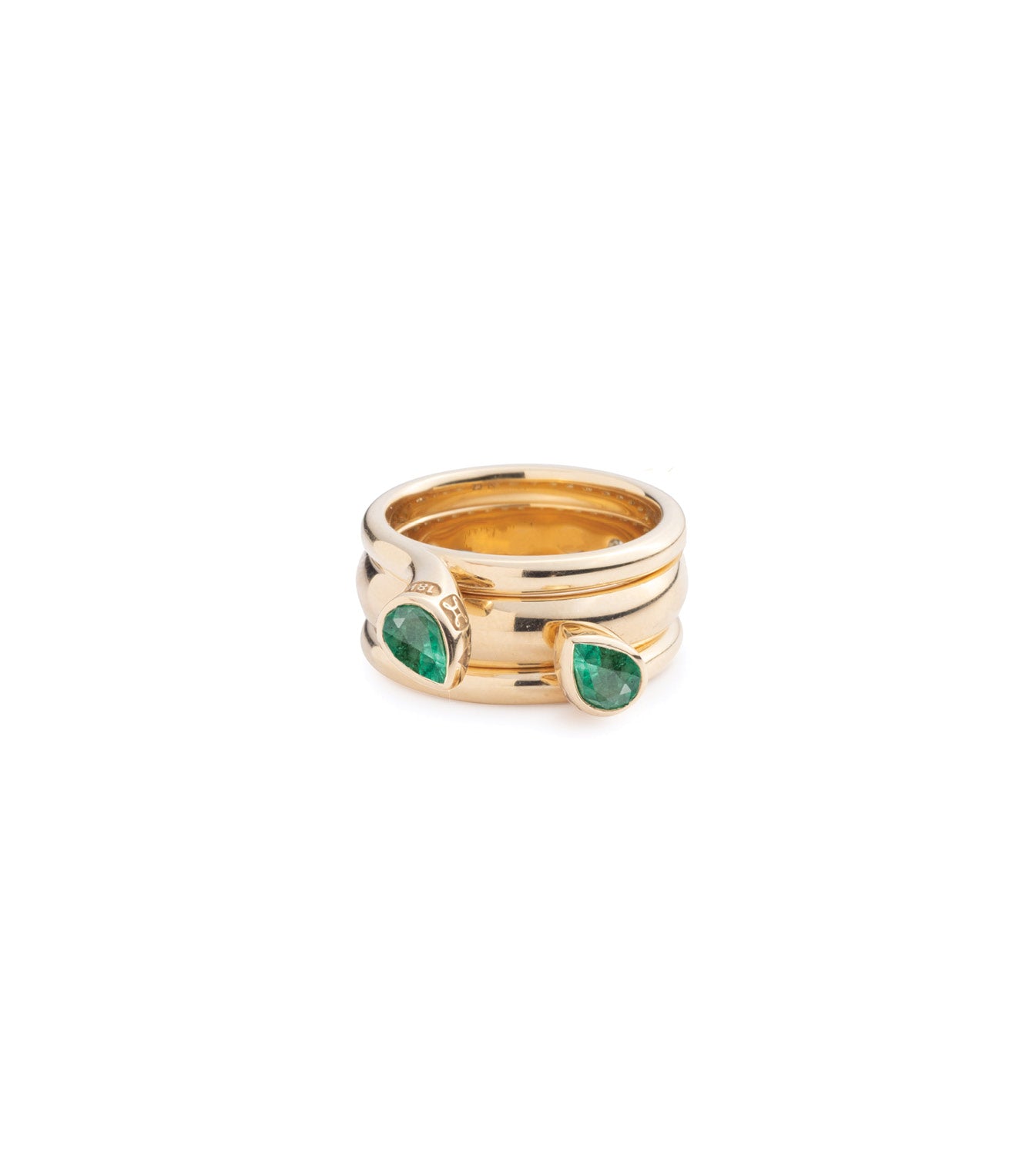 foundrae Forever & Always a Pair - Love .5ct Emerald Bookend and Engravable Ring Stack