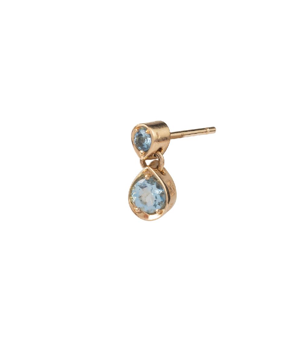 foundrae Forever & Always a Pair - Love Aquamarine Gemstone Double Drop Earring
