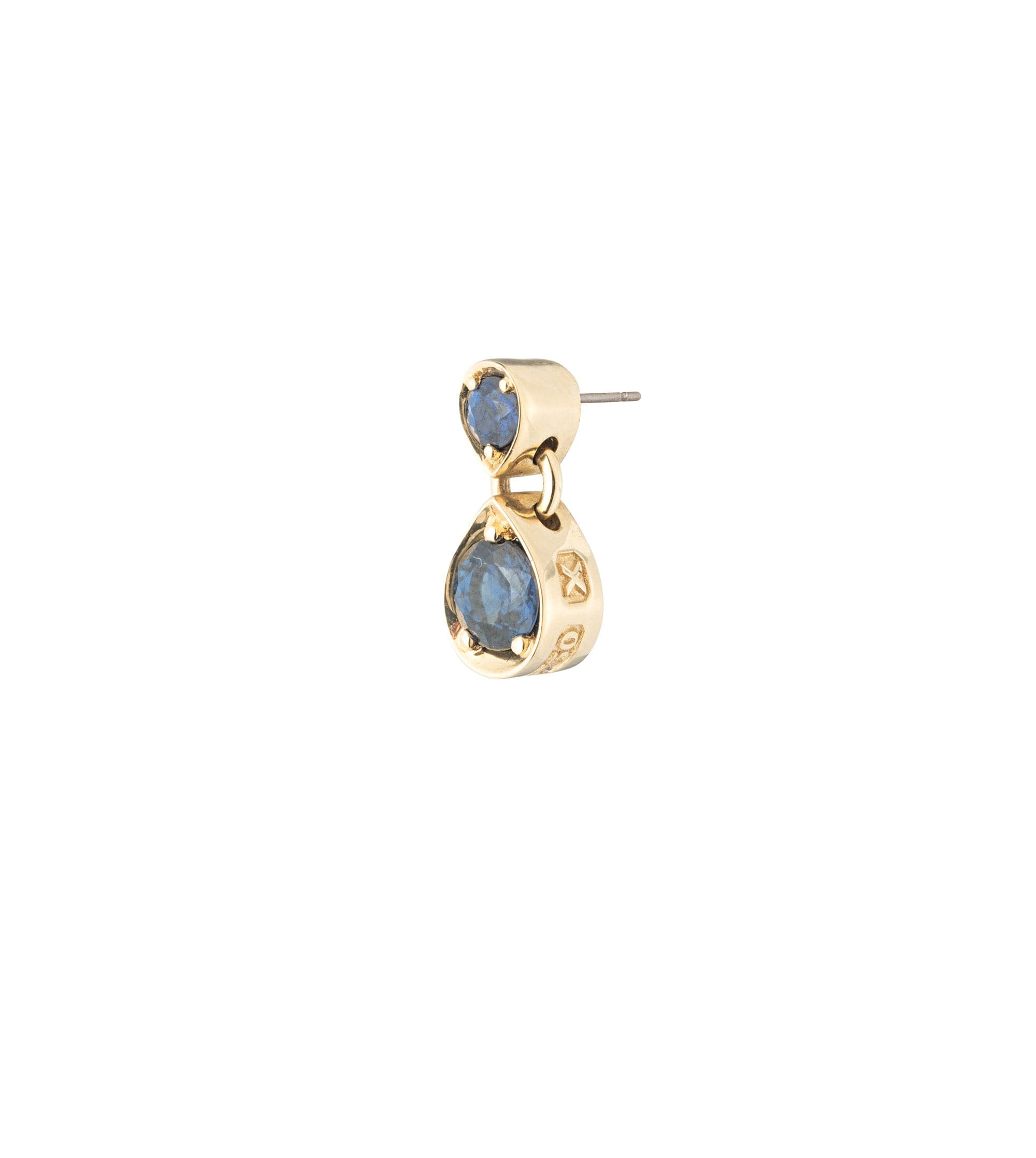 foundrae Forever & Always a Pair - Love Blue Sapphire Gemstone Double Drop Earring
