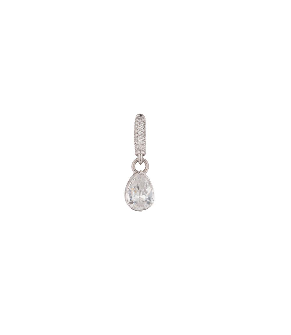 foundrae Forever & Always a Pair Pendant on Ear Hoop in White Gold with Pear and Pave Diamonds